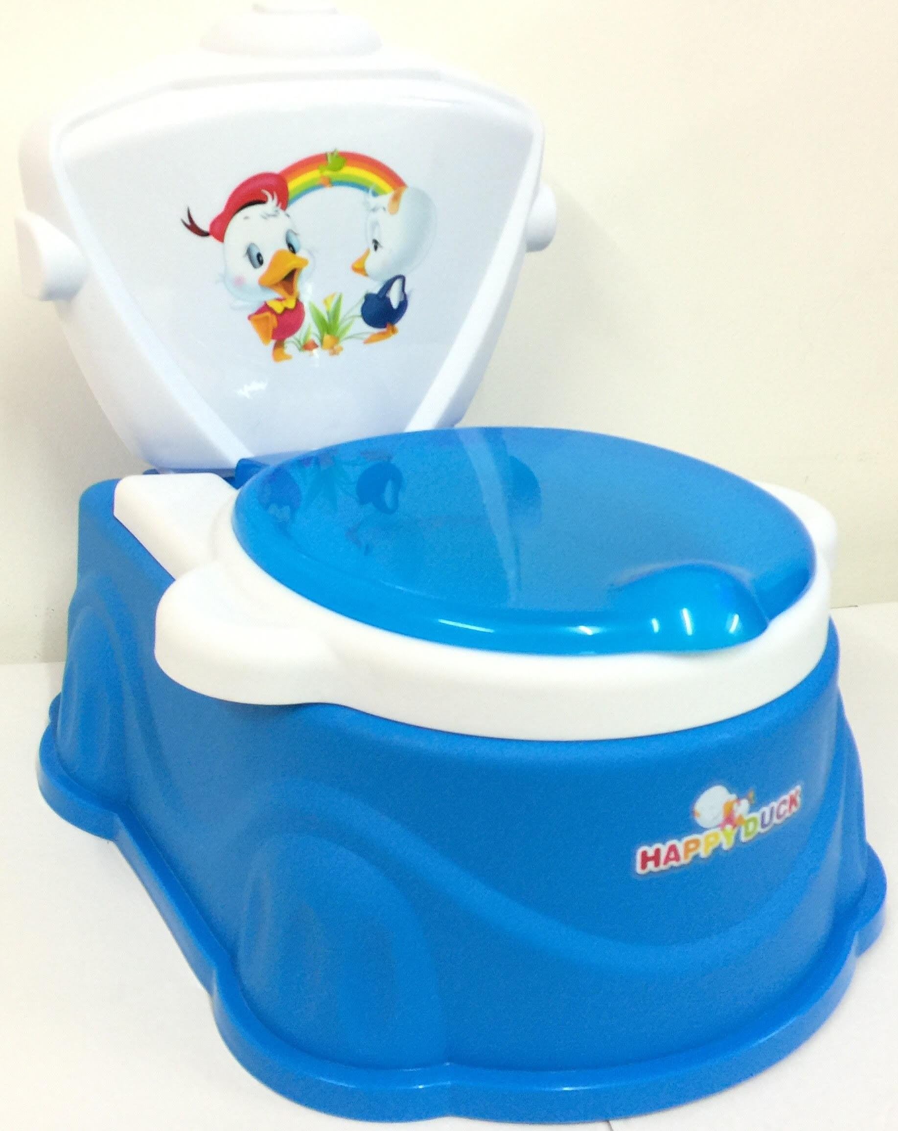 Baby Potty Training Toddlers Childs Toilet Seat and Removable Tray Happy Ducks (BLUE)