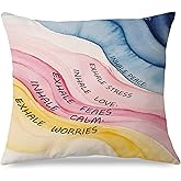 Exqcom Inhale Exhale Mental Health Pillow Covers 18x18, Watercolor Abstract Mindfulness Inspirational Throw Pillow Covers for Therapy Counseling Office Calming Corner Yoga Meditation Room Bedroom