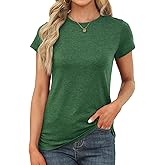 Memorose Womens Short Sleeve Tops Summer T Shirts Round Neck Causal Fashion Basic Tee