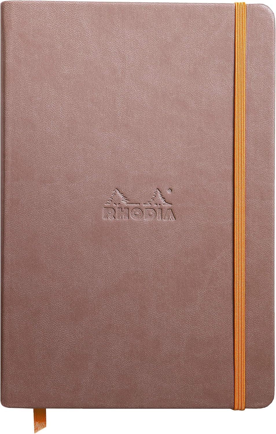 RHODIA 118744C - Taupe Rigid Notebook - A5 - Lined - 192 pages - Ivory Clairefontaine Paper 90 g/m - Bookmark, Elastic Closure - Faux Leather Cover - Rhodiarama Collection