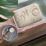 SANZIE Luxury Leather Tray with Metal 8.4x5.7x2 Inches Grey view 6