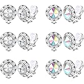 FIBO STEEL Clip on Halo Earrings Rhinestone Earrings Crystal Earrings for Women Round Acrylic Stone Inside Dance Competitions Stage Opera Performance Wedding Party Jewelry