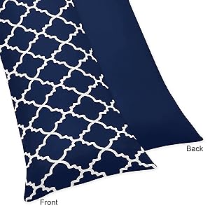 Sweet Jojo Designs Navy Blue and White Modern Body Case Cover for Trellis Lattice Collection (Pillow Not Included)