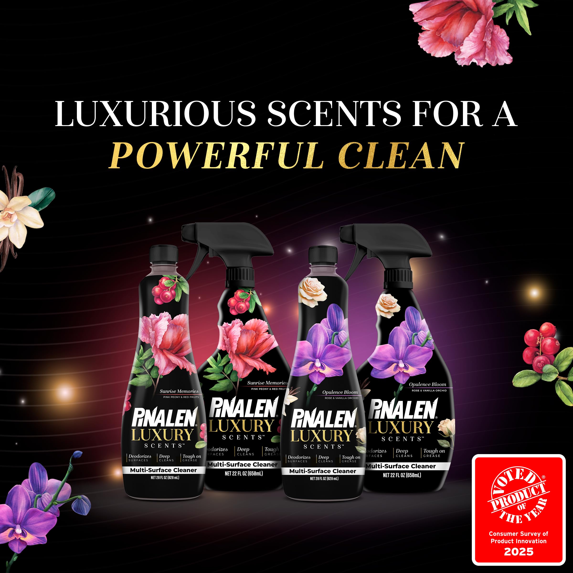 PINALEN Luxury Scent Multipurpose Cleaning Spray - Opulence Bloom - 22 fl oz - All Purpose Cleaner for Kitchen, Bathroom & Surfaces