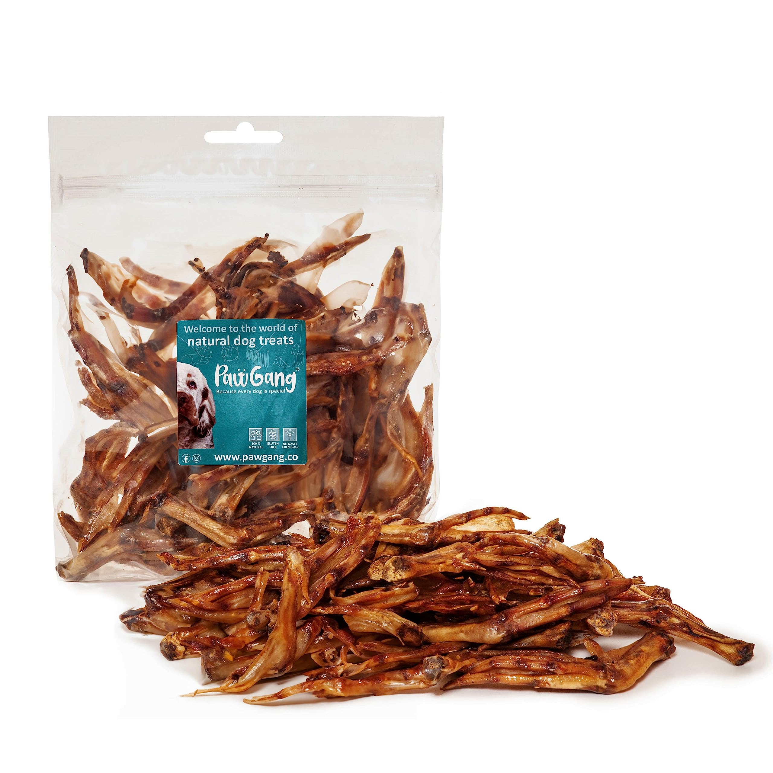 PawGang - Duck Feet 500g (30-40 Feet) - 100% Natural Treats for Dogs Puppies Young Adult Old Small Large - Tasty Air Dried Chews - Healthy Hypoallergenic - Grain Free - Barf Raw - Bulk Bag