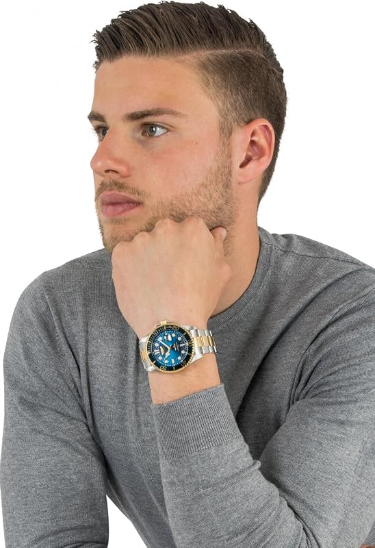 Pro Diver - Orologio da Uomo in Acciaio Inossidabile con Movimento al Quarzo, Bicolore/Blu - 43 mm
