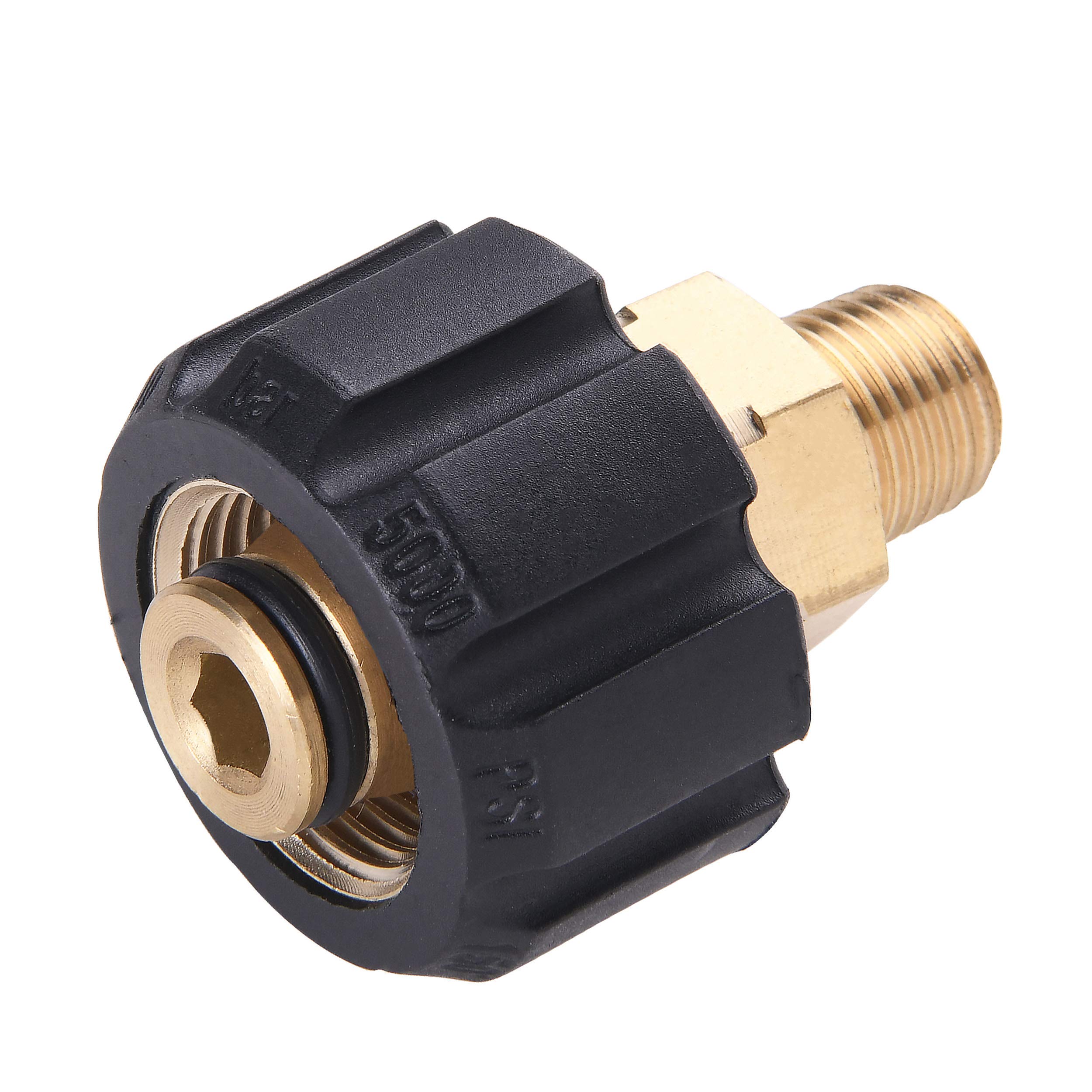 Tool Daily Pressure Washer Adapter, Female Metric M22 to 1/4 Inch Male NPT Fitting, 5000 PSI