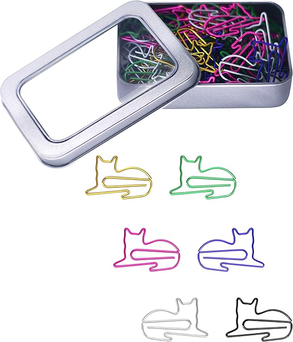 78 Pcs Adorable Cat Animal Shaped Paper Memo Clips Bookmark Assorted Colors in Gift Box for Students, Kids, Teachers