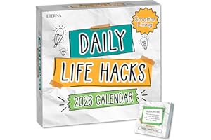 ETERNA GOODS 2026 Daily Life Hacks Desktop Calendar | Day To Day Tear Off Calendar with 365 Interesting Hacks & Facts for Everyday of the Year, Fun Box Calendar Gift For Men or Women, Christmas Stocking Stuffer Gift for Home or Office