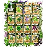 HOME GROWN 15 Organic Herb Seeds 2500+ Assortment Indoor Outdoor Planting | Heirloom Non GMO Hydroponics Gardening Basil Cilantro Thyme Super Germination Culinary Greens Growing Vibrant Selections