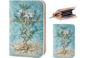 FiitCASE Cute Women Wallet, PU Little Women Coin Purse Wallet-Zipper Pocket Wallet,Small Slim Thin Credit Card Wallet for Female Ladies Teen Girls Girly,Floral Pattern (BlessedBlossomCross)