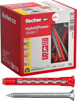 10x HybridPower T 10x90 Tasselli Prolungati in Nylon e Acciaio