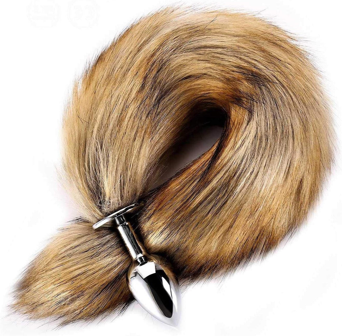Party Toy Love Role-Playing Gift Clothing Set, Metal Fox/Dog Tail Plug + Short Stainless Steel Fun Plug (Brown)