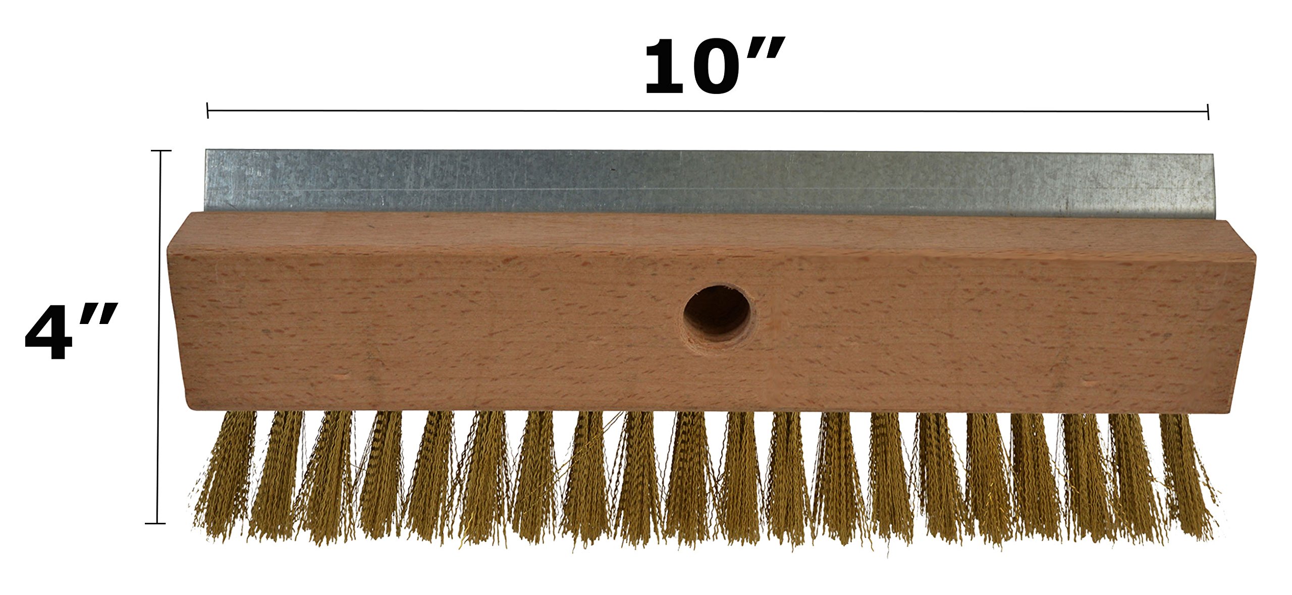 Janico 4004 Bristles Pizza Oven Stone Brush, Includes Rust Proof Steel Scraper, Stiff Brass Wire, Brown