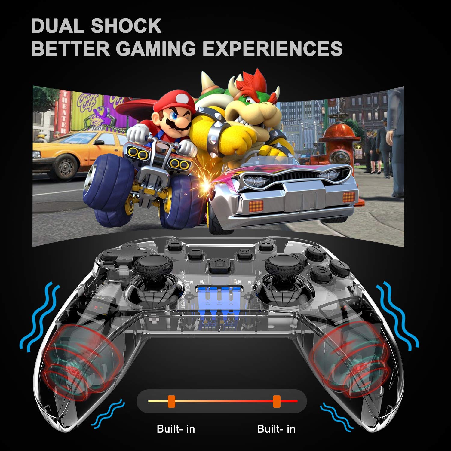 N-intendo Switch Pro Controller - Wireless Controller Remote with Dual Shock, Gyro Axis, Pro Switch Controller Gamepad Compatible with Bluetooth for N-intendo Switch Console (Clear)