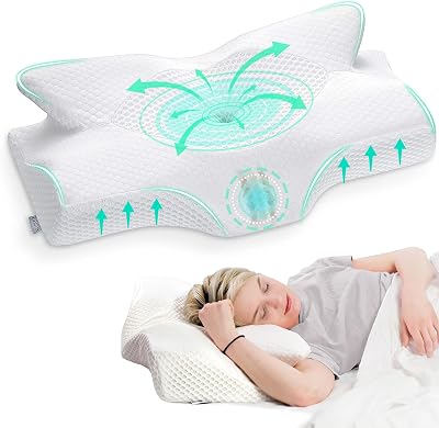 Elviros Cervical Memory Foam Pillow Ergonomic Neck Support White