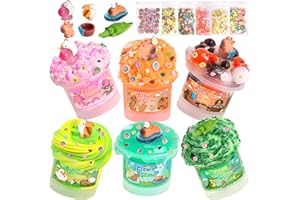 Joytry Capybara Slime Kit 6×100ml (20oz) - Cloud, Clear & Butter Water Slime Textures, Glow in The Dark Slimes for Kids with 