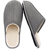 RockDove Men's Drift Micro-Suede Scuff Slipper with Soft Sherpa Fleece Lining Memory Foam Insole Anti Slip Sole