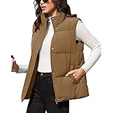 MAGCOMSEN Women's Puffer Down Vest Oversized Zip Up Outerwear Lightweight Winter Padded Gilet Jacket with Pockets