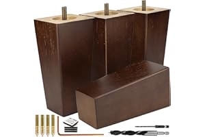 Airy Abode Premium Walnut Square Furniture Legs (Full Install Kit) - Pick Your Size and Color