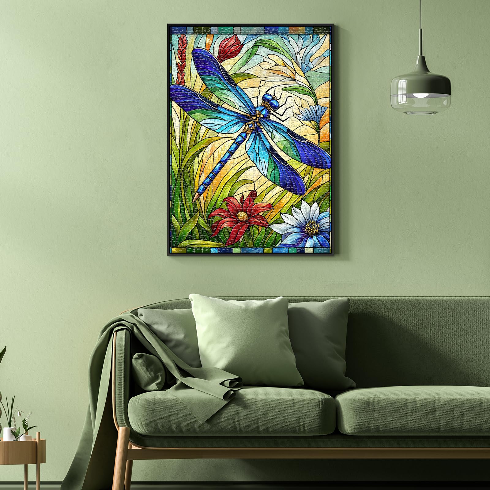 Sutinban Stained Glass Dragonfly 1000 Piece Puzzles, Jigsaw Puzzle 1000 Pieces for Adults, Coolest Adult Puzzles for Happy Family Time, Great Gift for Jigsaw Puzzle Lovers, 27.5’’x19.7’’