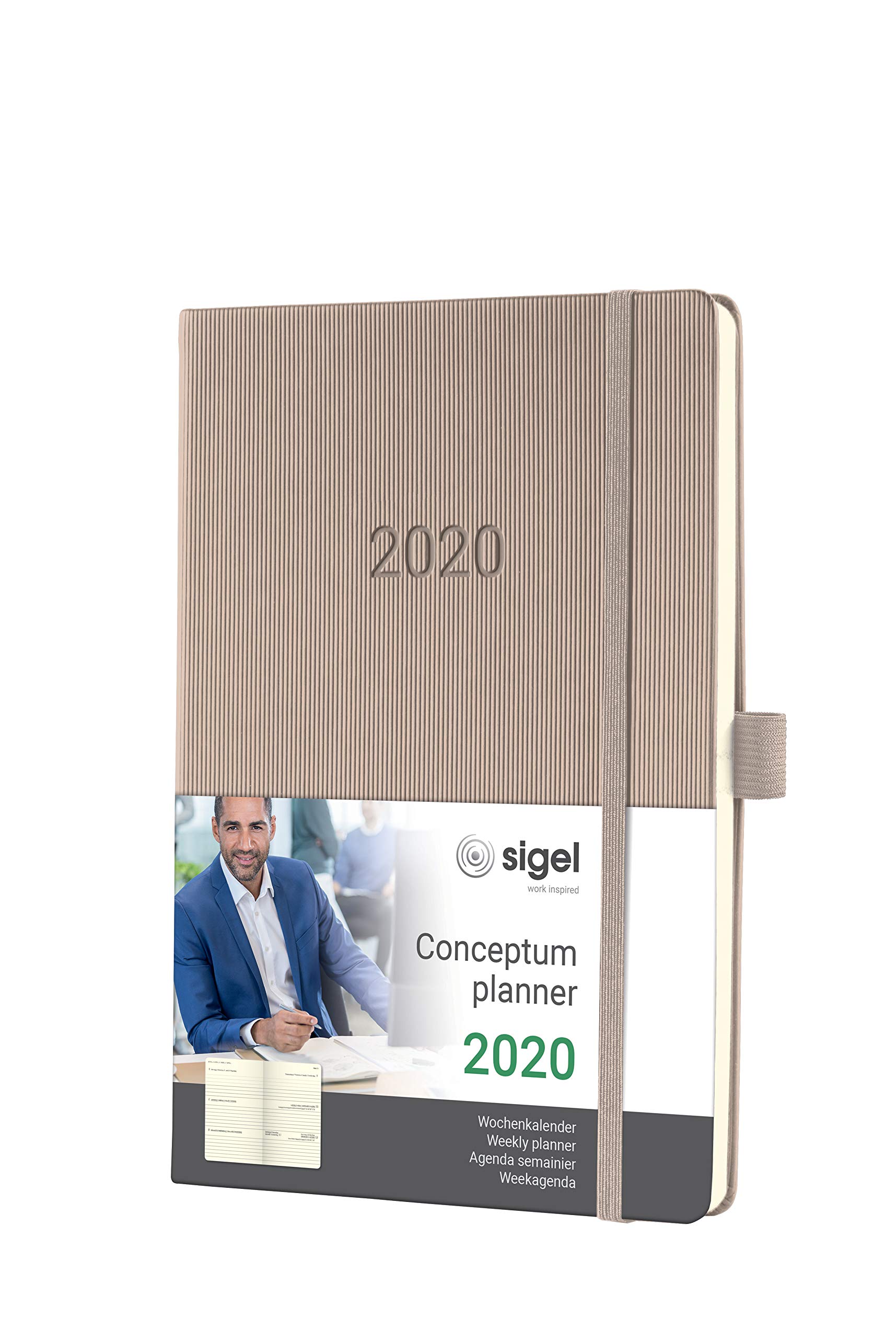 SIGEL C2060 Weekly diary 2020, approx. A5, hardcover, taupe - Conceptum