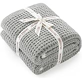 Snuggle Sac Ultra Soft Waffle Throw Blanket for Couch Bed Sofa 50x60 inches, Reversible Grey Blanket Microfiber Fluffy Fuzzy Cozy Knit Throws for Women Mothers Birthday Gifts