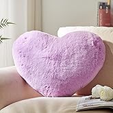 YRXRUS Heart Pillows, Love Heart Shaped Pillow, Small Cute Purple Heart Pillows for Gifts, Faux Rabbit Throw Pillows for Her, Kids, Girls Home Decoration, 10X11 Inch