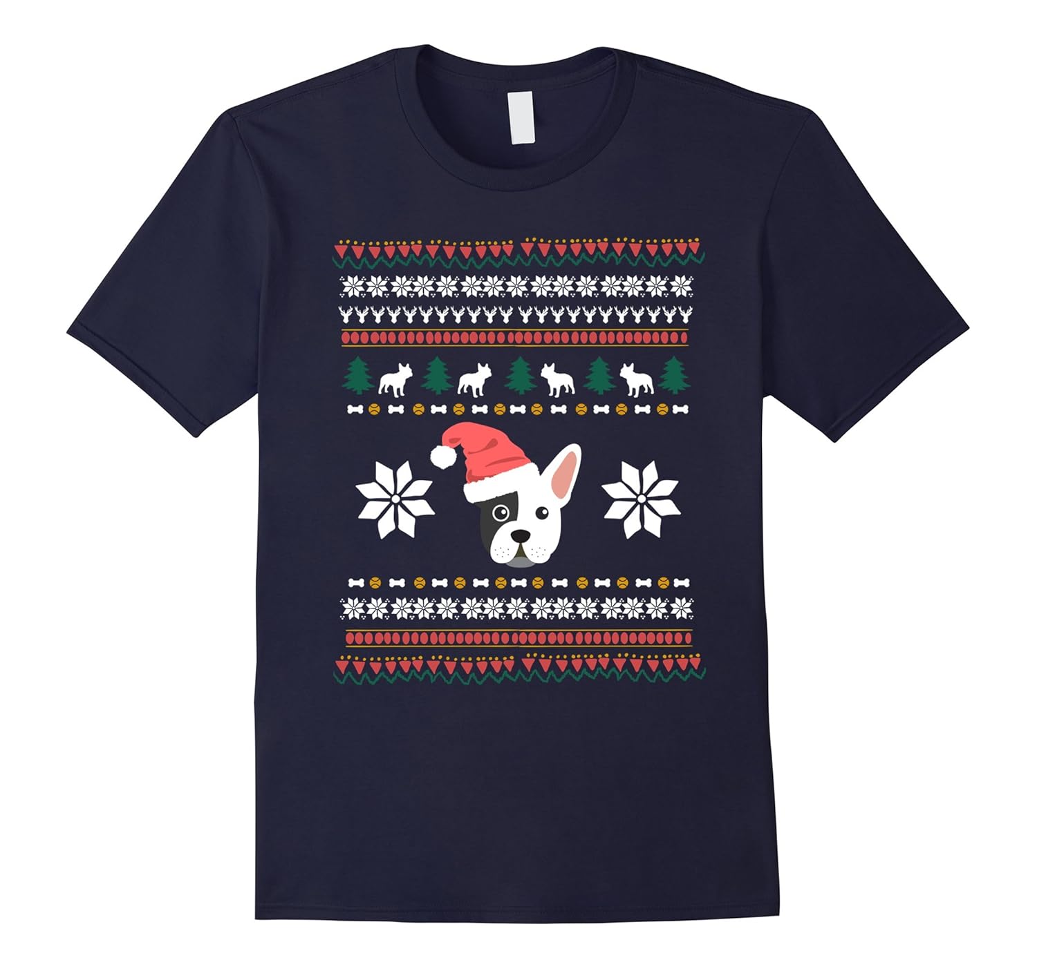 French Bulldog Christmas T-Shirt Frenchie Holiday Apparel-ANZ