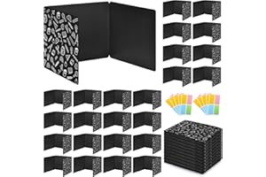 BCABO 24 Pack Black Printing Privacy Floders for Student Desks - Durable Plastic Erasable - Testing Dividers for Classroom - Easy Clean Privacy Shields for Student - Includes Extra Labels
