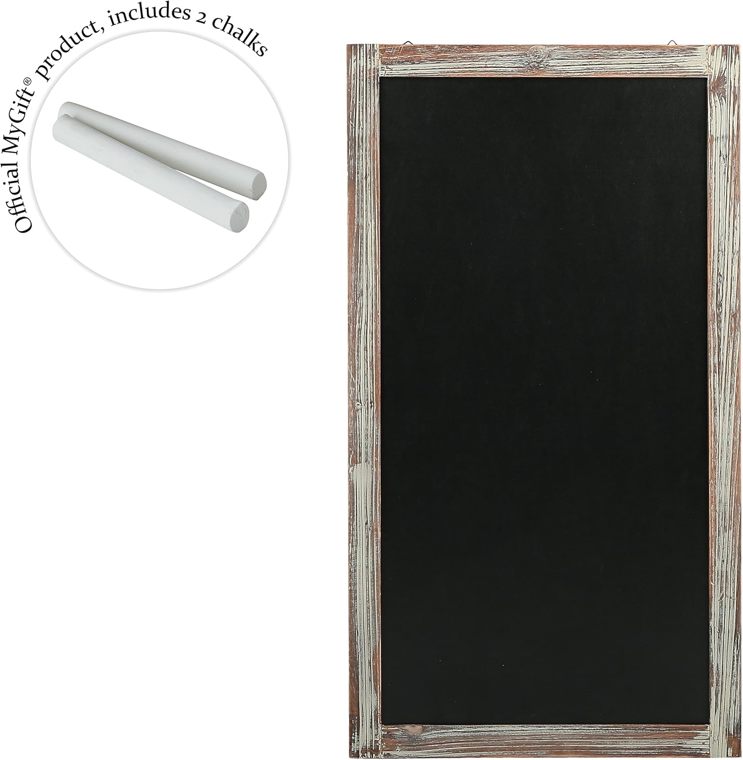 MyGift 35-Inch Wall-Mounted Chalkboard, Vertical/Horizontal Hanging Torched Wood Frame Message Board : Office Products