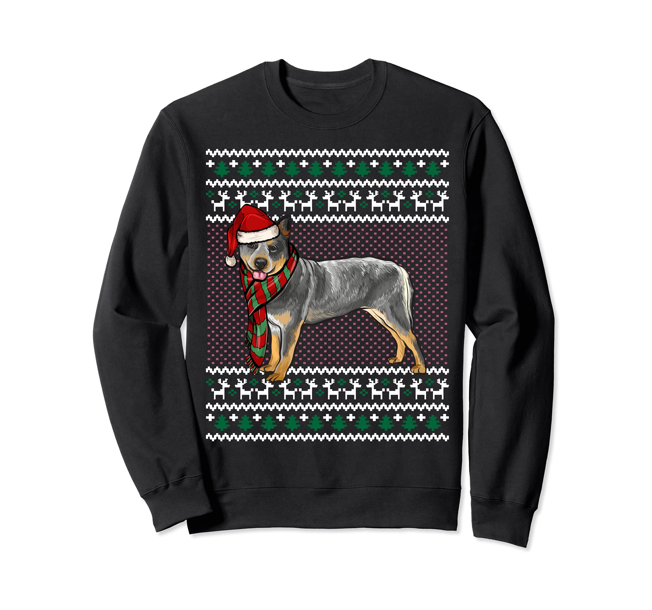 Xmas Australian Cattle Dog Santa Hat Ugly Christmas Sweatshirt