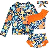Funnycokid Baby Toddler Girls Swimsuit 4 Piece Bathing Suit Long Sleeve Rash Guard Sets 6 Months - 5 Years