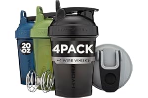 Hydra Cup - 4 Pack - 20oz Shaker Bottles | Protein Shaker Cups with Whisk Ball, Leak-Proof, Carry Handle | BPA-Free Gym Mixer for Protein Powder, Mixing Supplements