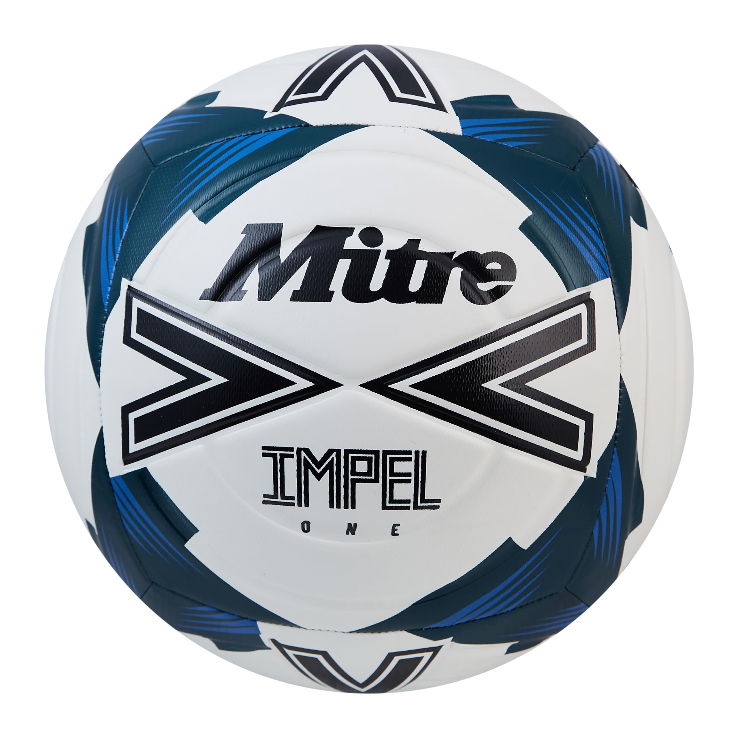 Mitre Adult Impel One 24 Football, White/Black/Tidal Teal, 4