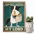QISPIOD Awesome for Dog Lovers - Funny Bathroom Wall Decor - Bull Terrier - Your Butt Napkins Wall Art Poster Bedroom Living Room Toilet Coffee Shop Retro Metal Tin Sign Wall Decor 8x12 Inch