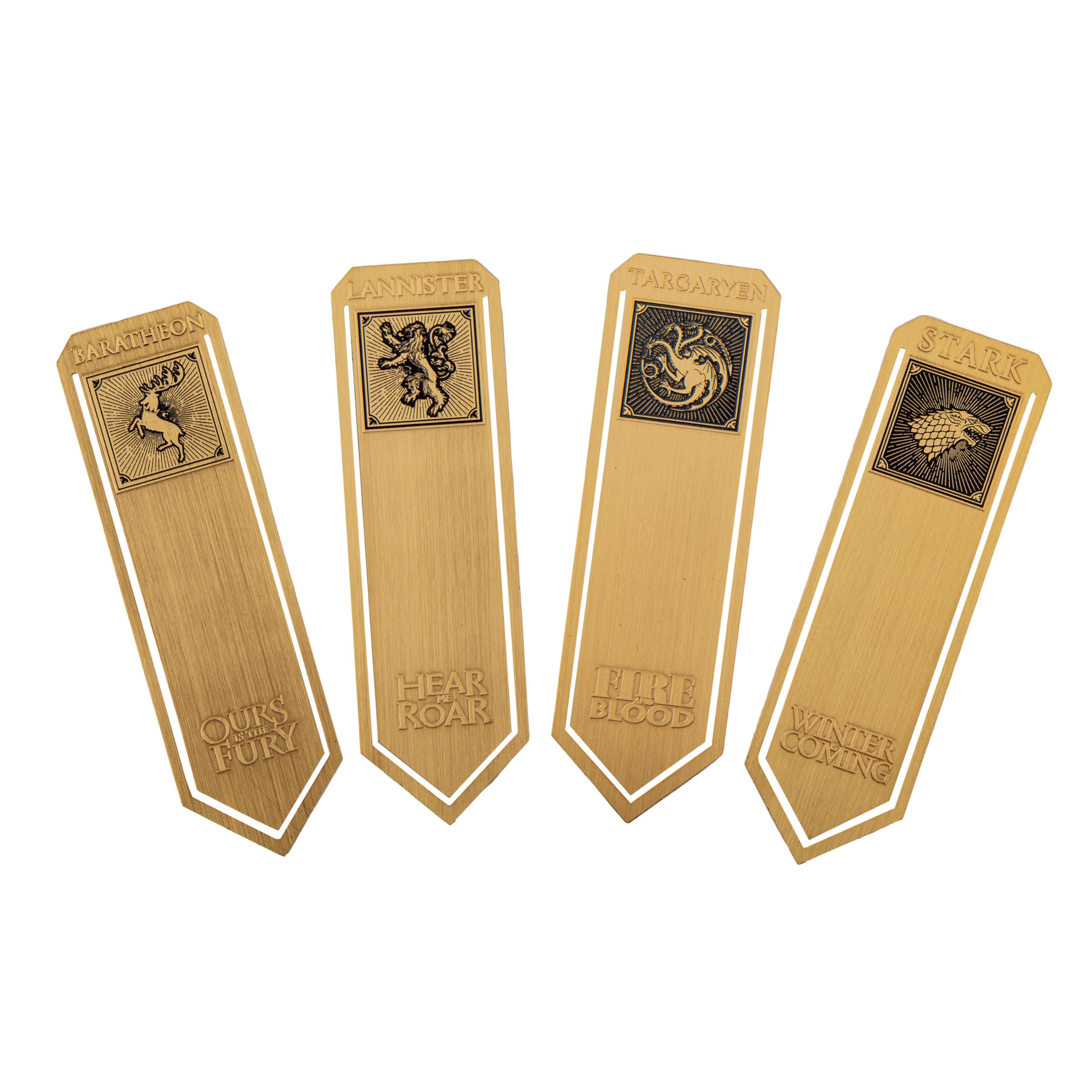 Cinereplicas Game of Thrones - Set of 4 Metal Targaryen, Stark, Lannister and Baratheon Bookmarks 10 * 3cm Each - Official License