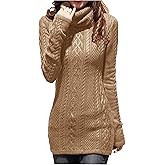 v28 Women Polo Neck Long Slim Fitted Dress Bodycon Turtleneck Cable Knit Sweater