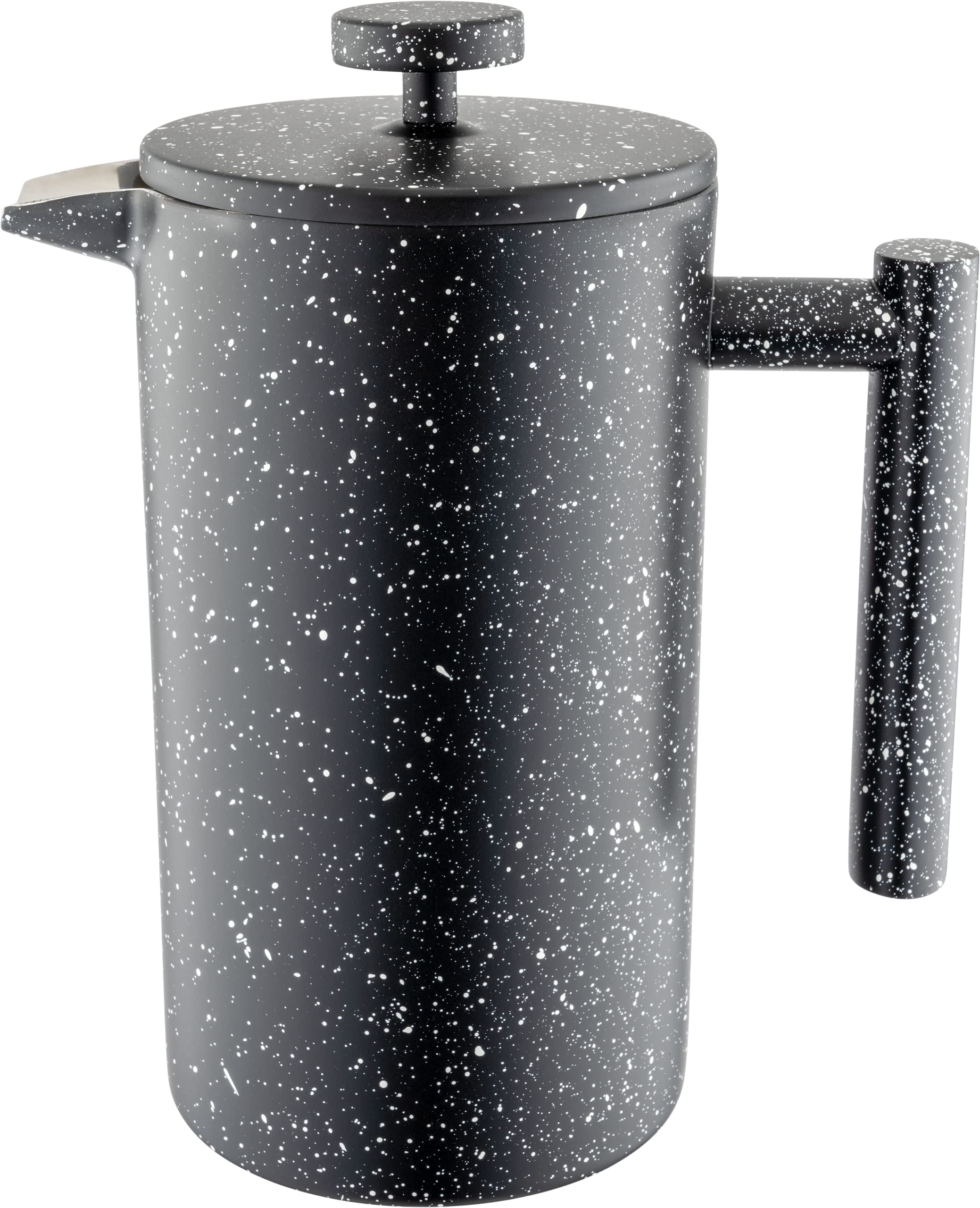 Café Olé CFD Granite Cafetière, 18/10 stainless steel double wall body and mesh filter, Black Granite effect finish, 1000ml (8 espresso cups or 4 mugs)