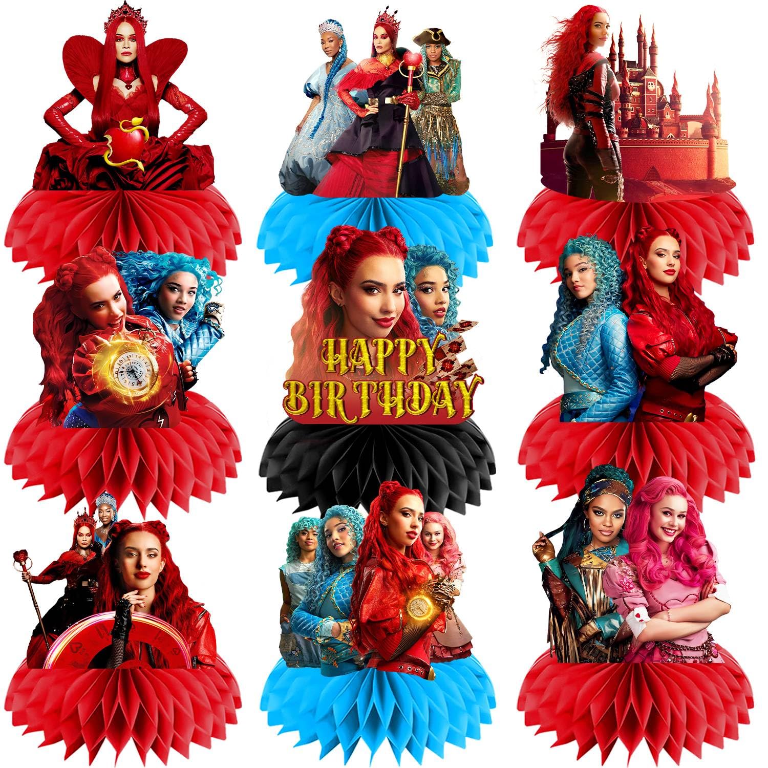 Photo 1 of 9Pcs Birthday Party Decorations Honeycomb Centerpieces, Cartoon Party Decorations Happy Birthday Table Centerpieces, Party Supplies for Kids Birthday Party Baby Shower