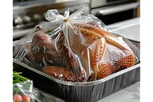 Nature Pulito Turkey Oven Bags, 10 Pack 24.1"W x 18.1"H BPA-Free Turkey Roasting Bags with 10 Twist Ties for Roasting Turkey Chicken Meat Beef Poultry Fish Seafood Rice Vegetables