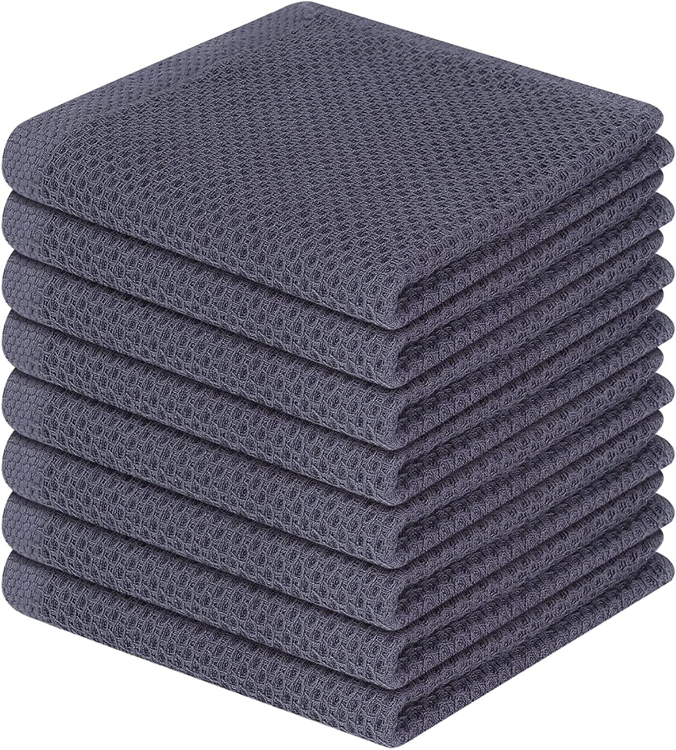 Moosfor 100% Cotton Kitchen Cleaning Cloths, Highly Absorbent Soft Dish Cloths, Quick Drying Kitchen Accessories for Washing Up, Pack of 8, 30 x 30 cm, Dark Grey