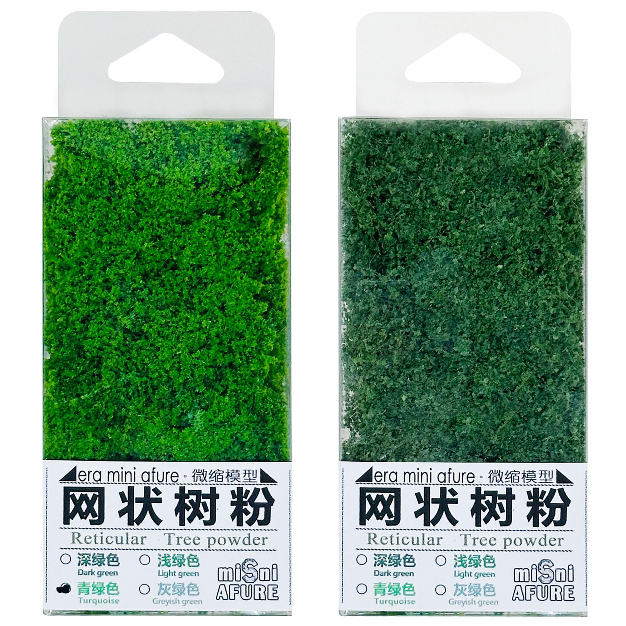 Attuslla Tree Powder Model Green Plant Tufted for DIY Model Trees Basing Material Kit, Realistic Tree Powder for DIY Miniature Model Shrub Bushy Tuft, Diorama Scenery, Lime Green, Dark Green