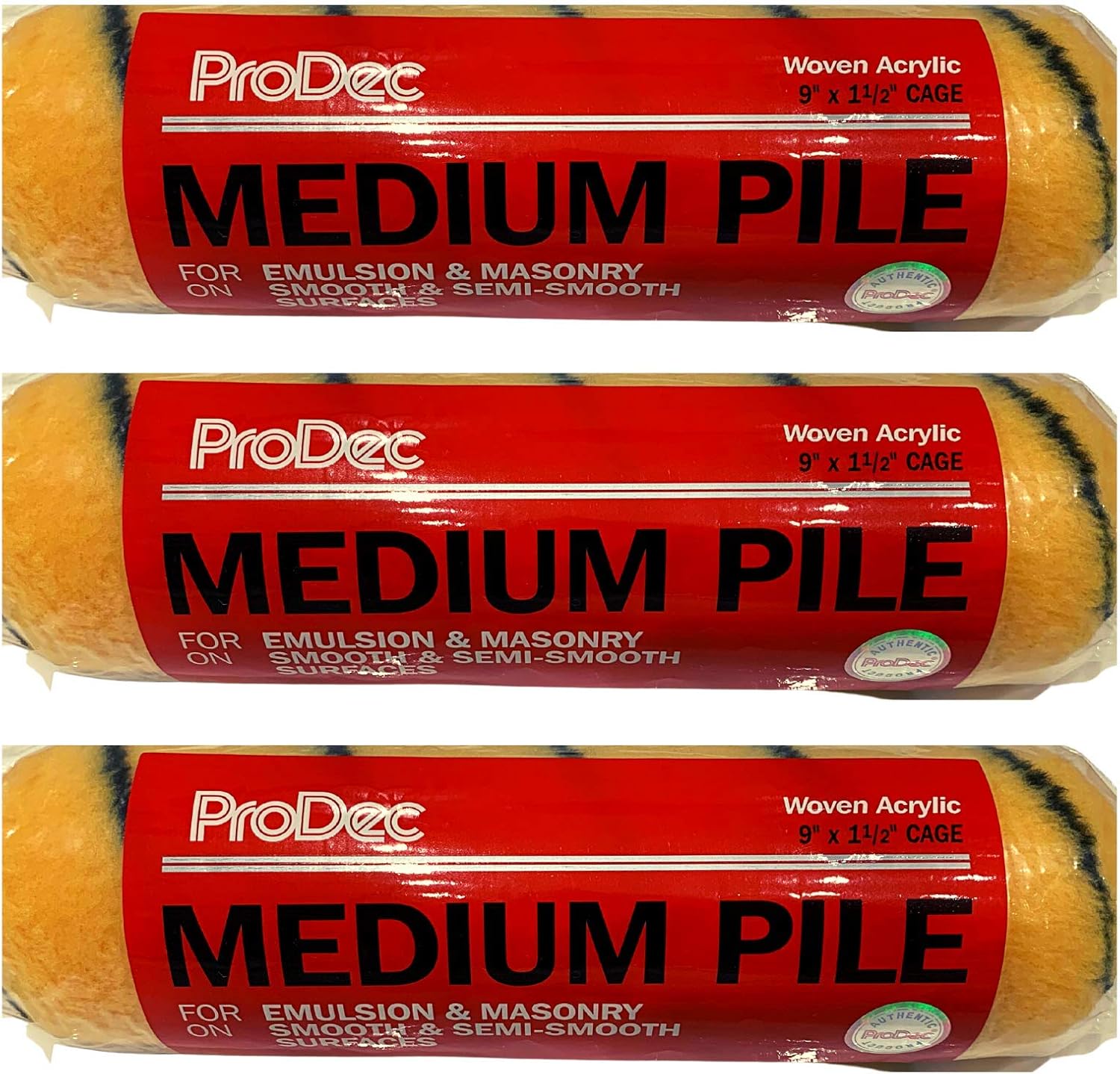 Prodec 9" x 1.5" inch Medium Pile Roller Sleeves Refill Heads Covers Multi 3 Pack for Walls Ceilings