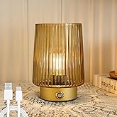 ULAROOM Cordless Lamp Rechargeable Battery Operated lamp, Glass Small Table lamp - Portable Dimmable Brightness Touch Wireless Bedside Lamp for Bedroom/Kitchen/Entryway/Home Living Room Decor, Yellow