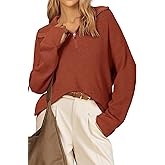 Arach&Cloz Women's Wool Blend Quarter Zip Pullover Sweater Trendy Winter Soft Casual Lapel Oversized Fit Top