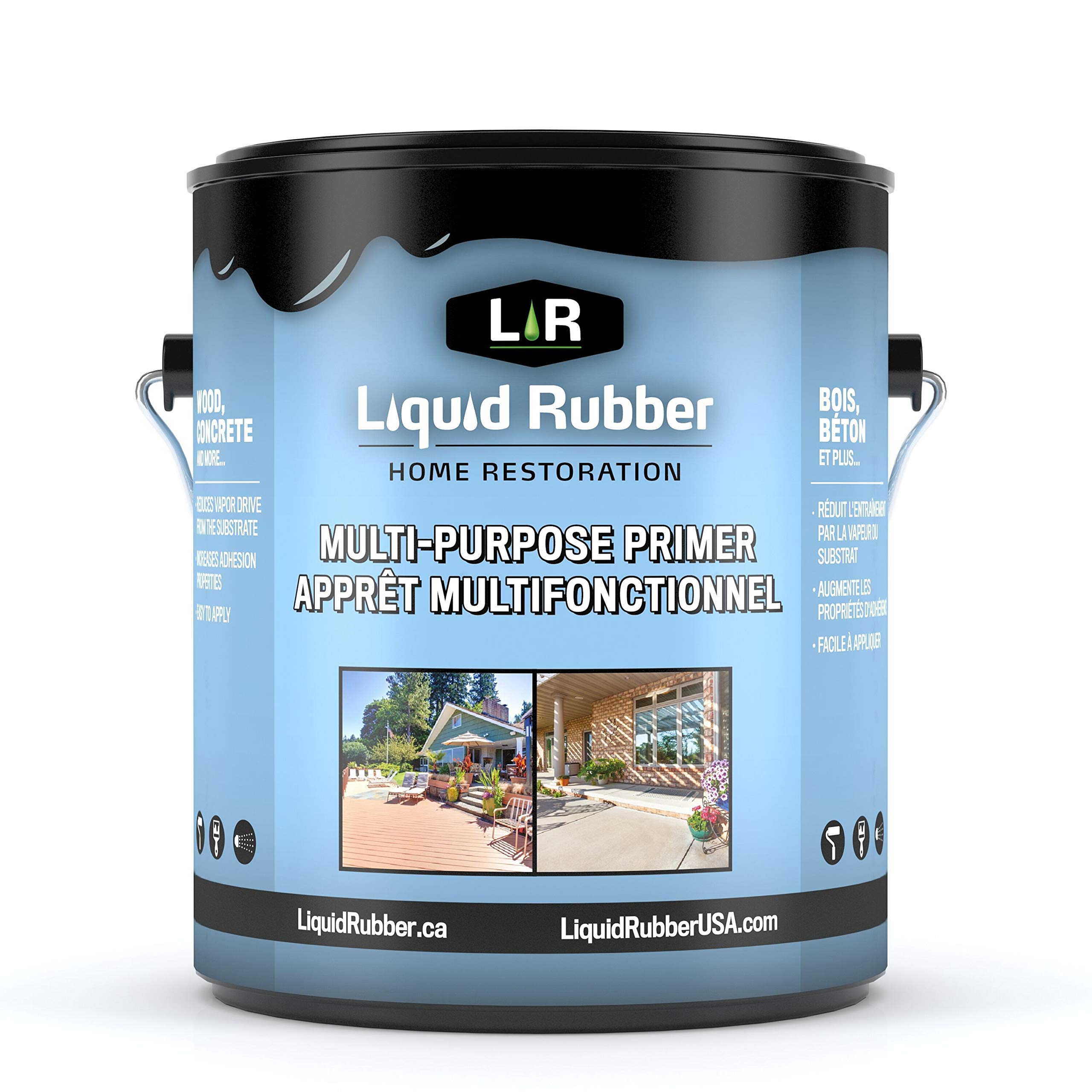 Liquid Rubber Multi-Purpose Primer - Use on Concrete and Wood, Water-Based Non-Toxic and Fast Drying, Easy to Apply, 1 Gallon