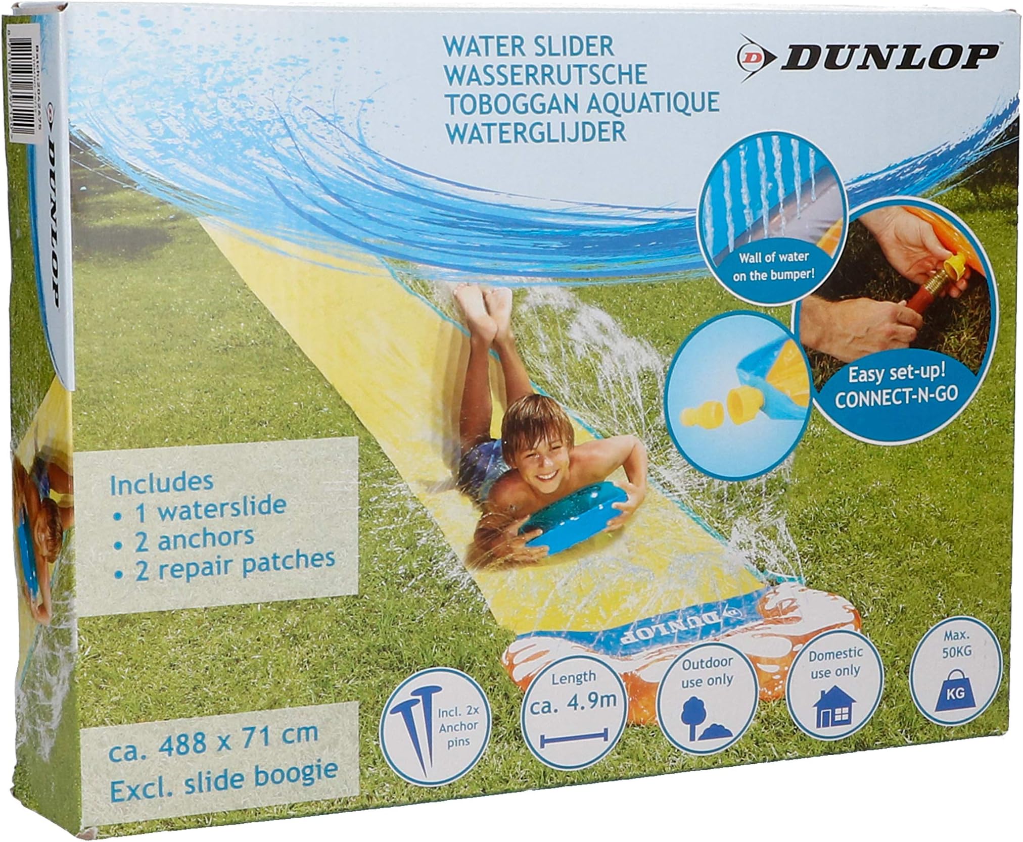 BRAVICH Dunlop Outdoors Kids Inflatable Spray Sprinkler Super Water Slide Ideal Summer Garden Fun - 5 Meter Length