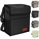 Femuar Leak Proof Car Trash Can with Lid - Waterproof Automotive Garbage Bin for SUVs, Collapsible and Portable Car Trash Bag, Black