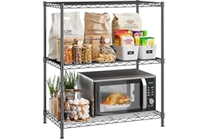 DurayLoly 450LBS Storage Shelves 3 Tier Metal Shelving Unit Adjustable Wire Shelving Storage Rack Pantry Shelves for Kitchen Laundry Office Dorm Closet Bathroom 24" W x 30" H x 14" D Black